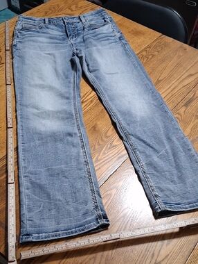 BKE Jeans Womens 14 BLUE STRAIGHT LEGS ?? Preowned Used Denim Buckle Pants Tyler